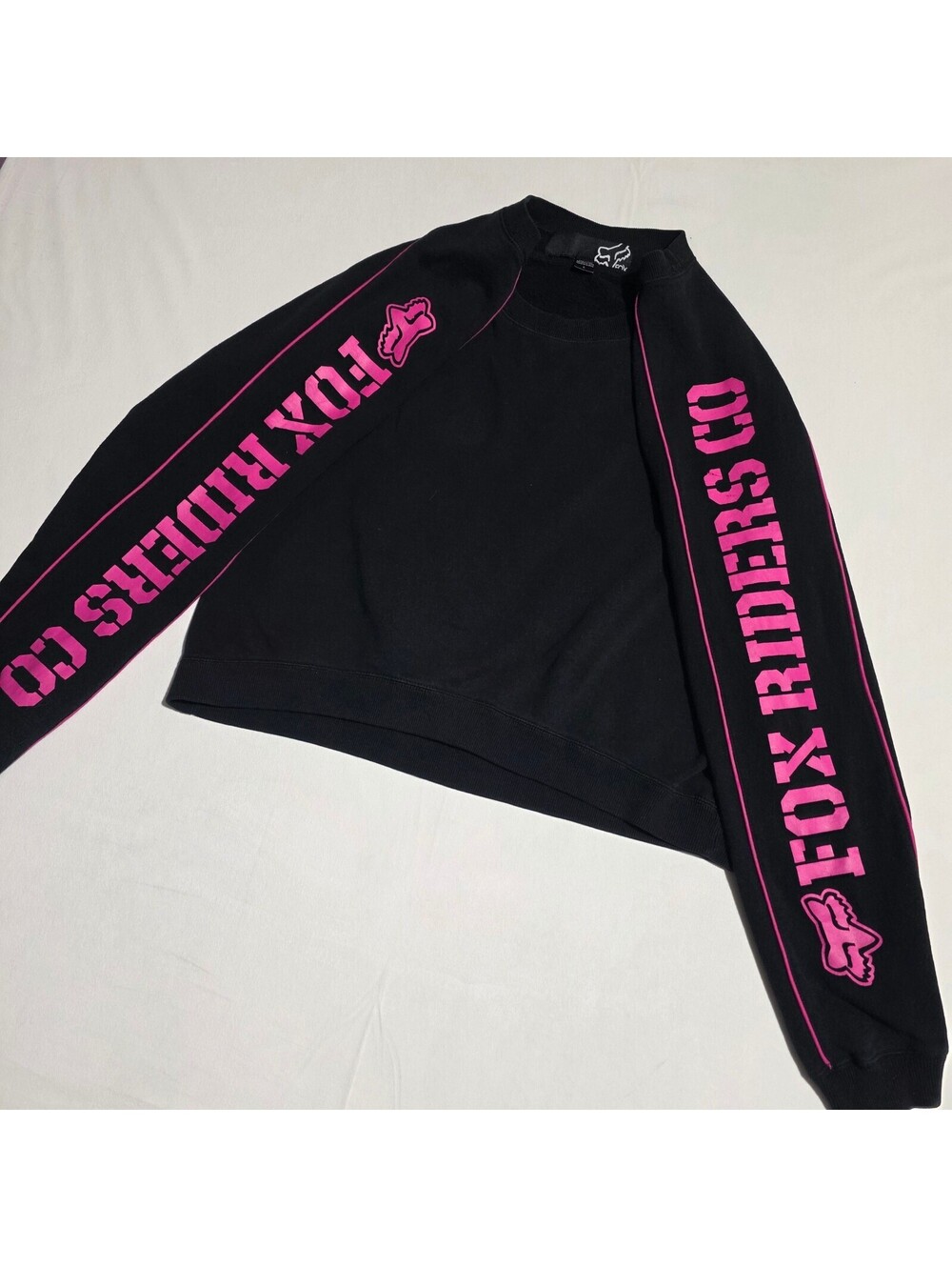 FOX Racing Fox Riders Co Black Sweatshirt with Pink Sleeve Graphics Size L